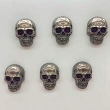 1/6pcs Halloween Skull Fridge Magnets, Creative 3D Stainless Steel Magnetic Decor, Spooky Holiday Atmosphere Fridge Magnets For Holiday Parties, Kitchen, Office Cabinets, Whiteboards, Office, Adsorbing Photos And Notes - Skull - View 10