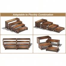 4 Buah Rak Display Kayu Bertingkat Besar, Cocok untuk Berbagai Acara Pameran | Rak Penyimpanan Parfum yang Dapat Ditumpuk, Unisex | Rak Display Dekoratif | Set Display Meja Kayu | Rak Display Pesta - 4pcs - View 10