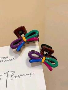 2/4 Pcs Cute Colorful Bow Mini Hair Clips, Dopamine Design Non-Slip Claw Clips, Sweet Small Hair Accessories, Suitable For Women And Girls - Multicolor - View 5