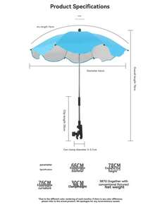 1 buah Payung Portabel Sepeda Universal, Pelindung Matahari Tahan Hujan, Rotasi 360 Derajat, Memberikan Perlindungan UV - A - View 10