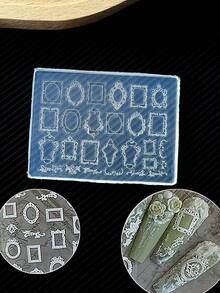 1PC Vintage Frame 3D Nail Art Silicone Mold, Bohemian Pattern DIY Nail Decoration Template For Embossed Relief Nail Sculpture, Nail Styling Accessory Tool, For And DIY Creation - Clear - View 1