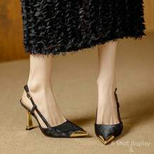 Women's Pointed Toe High Heel Sandals, Chunky Heel Pumps, New Fashion Women's Shoes - Black - View 1