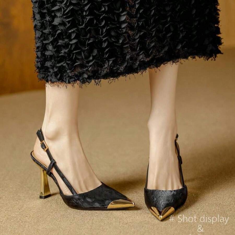 Women's Pointed Toe High Heel Sandals, Chunky Heel Pumps, New Fashion Women's Shoes - Black - View 1