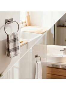 1pc Towel Ring Holder, Suitable For Bathroom, Kitchen, Apartment And Rental Space. Strong Self-Adhesive, No Drilling Wall Mount Installation, 180° Rotation, Easy Installation, Multiple Colors Available. Multi-Functional Bathroom Storage Solution - Multicolor - View 3