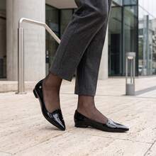 Women's Vizzano Flat Shoe With Low Block Heel, Pointed Toe, Comfortable And Original - 黑色清漆 - 查看 5
