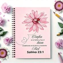 Spanish Bible Psalms Pink Flowers And Bees, 30 Sheets/60 Pages Lined Blank Notebook, Prayer Floral Bible Blank Journal - A5 - View 5