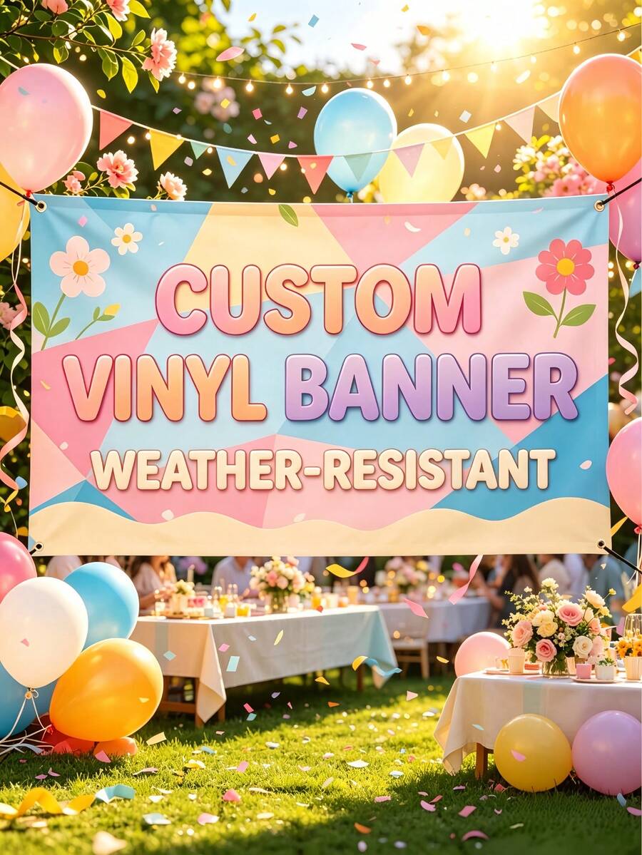 1pc Customized Banner, Customized Indoor Banner, Customized Outdoor Banner, Customized Graduation Banner, Personalized Full Color Banner Sign, Suitable For Indoor Outdoor Events Retail Party Image Logo Text Advertising Sign, Multi-Functional, Decorative, Exquisite, Fashionable, Cute, Modern - Multicolor - View 1