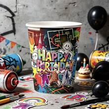 Graffiti Game Themed Paper Cups -10/20/50 Pack, Suitable For Afternoon Tea, Birthdays, Holidays, Themed Parties, Family Picnics, And Other Occasions. - Multicolor - View 3