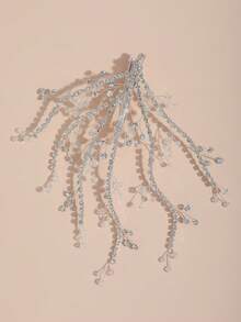 1 Gorgeous And Elegant Hairpin Decorated With Rhinestone Crystal, Suitable For Weddings, Daily Life, Parties, And Banquets - Silver - View 3