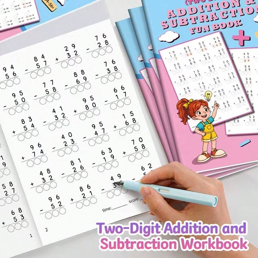 32 Pages Math Enlightenment Workbook, Advanced Two-Digit Addition And Subtraction Daily Practice, Basic Mental Arithmetic Exercise Book. Ideal For Daily Math Activities, Home And School Supplementary Materials, Daily Office Supplies And Math - Multicolor - View 1