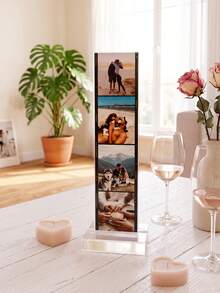 1pc Customized Photo Acrylic Film Strip Desktop Decor, Personalized Family Couple Travel Photo Display Stand, Anniversary Gift, Wedding Favor Decoration - Multicolor - View 2