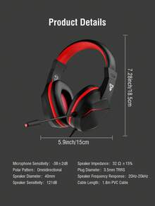 FANTECH Stereo Gaming Headset, Wired Gaming Headset, 6ft Cable Length, Noise-Canceling Over-Ear Headset With Microphone, LED Lights, Black - HQ54 Black - View 8