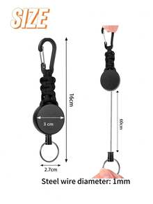 1pc Outdoor Retractable Buckle, Paracord Braided Retractable Easy-Pull Buckle, Camping Hiking Anti-Loss Buckle, Automatic Retractable Keychain - Multicolor - View 3