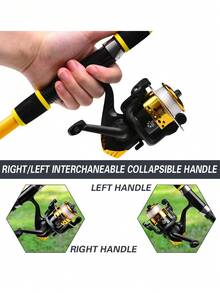 Portable Short Telescopic Fishing Rod With Spinning Reel Set, Compact Outdoor Camping Lakeside Fishing Gear, Suitable For Fishing Beginners - Multicolor - View 6