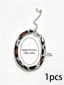 304 Stainless Steel 18K Gold Plated Leopard Print Herringbone Chain Jewelry Set, Flat Snake Choker Necklace Bracelet Fashion Layered Accessories Women - Bracelet + Necklace - View 7