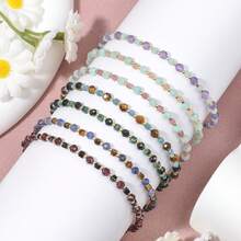 1pc Bohemian Style Mixed Natural Stone Bracelet With Amazonite, Amethyst, Garnet, Black Spinel, Adjustable, Multi-Color Cute Fashion Versatile Layering Jewelry For Women Daily Wear And Vacation - Multicolor - View 4