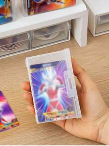 6件組（1個大盒 + 5個小盒）U型卡片收納盒：5格分隔，PP材質，適用於卡片、明信片、銀行卡等，透明防塵附蓋收納盒，桌面收納與展示盒，請根據尺寸需求購買 - 彩色 - 查看 3