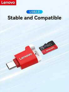 Lenovo High Speed USB 2.0 TF Card Reader Adapter, Plug And Play, Compatible With Camera/Phone/Laptop, Compact And Portable Memory Card Reader - Red - View 2