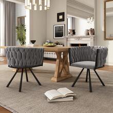 Dining Chair Set Grey Velvet Luxury - 4 Piece Set - 灰色 - 查看 2