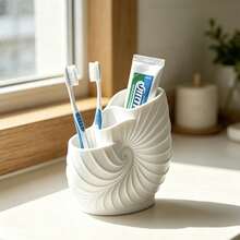 3D Printed Seashell Spiral Toothbrush Holder, 3-Compartment Toothbrush And Toothpaste Storage Rack, Bathroom Countertop Organizer For Toothbrush, Toothpaste, Shaving Razor - Multicolor - View 2