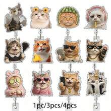 1pc Funny Cat Acrylic Retractable Badge Reel, Medical Badge Holder, ID Card Holder, Gift For Cat Lovers - Multi-color a - View 9