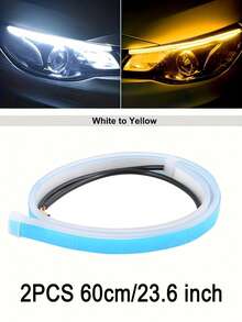 1 Pair Car LED Daytime Running Lights - 12V, Sequential Turn Signal, Compatible, Bright Yellow Flowing Light Design, Enhance Safety And Style - LED - View 9