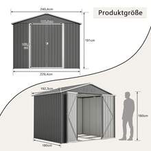 Storage Shed Metal Grey 8x6 FT - Robust Tool Shelter - 灰色 - 查看 2