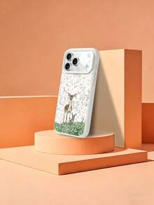 1pc Creative Fashion Full Screen Floral Deer Rabbit Lawn Pattern Phone Case, Liquid Large Hole Silicone Anti-Drop Soft Shell Suitable For Samsung A23/A24/A25/A32/33/S25 Apple 11/12/13/14/14plus/15/15plus/16/16plus/7/8plus/17/17pro And Other Models Protective Cover - Multicolor - View 6