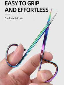 1pc Professional High-Quality Stainless Steel Cuticle Scissors, Multi-Function Beauty Scissors, Ultra-Fine Curved Blade Design, Precise Trimming Of Cuticles, Eyebrows, Eyelashes, And Removing Dry Skin, Hangnails During Manicure And Pedicure, Suitable For Home And Nail Technician Use - Multicolor - View 9