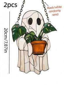 1/2pcs Ghost Sun Catcher - Colorful Acrylic Window Decor, Cute Ghost & Plant Decoration, Gothic Sun Catcher, Ghost Home Decor, Halloween Window Decor, Haunted House Aesthetic, Suitable For Home, Bedroom, Living Room, Wall Decoration (Remove Protective Film Before Use, Made Of Acrylic, Not Glass) Room Decor Bedroom Decor Halloween Decor Autumn Decor - View 17