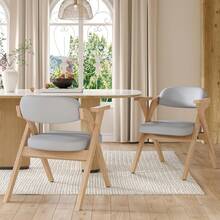 6 Dining Chairs Shelving Wooden Grey - 灰色 - 查看 1