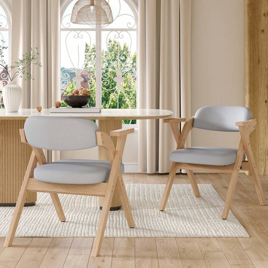 6 Dining Chairs Shelving Wooden Grey - 灰色 - 查看 1