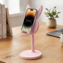 Easter Bunny Phone Stand - Adjustable Height, Cute Pink Floral Design With Rabbit Ears And Bow, 0°-90° Adjustable Height, Durable ABS Material, Smartphone Desktop Organizer, Home Office Decor - Cute Cartoon Rabbit Design, Suitable For Office Desk, Home And Office Use, Rabbit Accessory - Multicolor - View 8