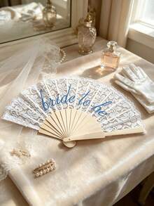 Lace Bridal Foldable Fan, Blue Bach Gift, Bride, Wedding Accessories, Bridesmaid, Embroidered Single Dress Accessory - Festival - Multicolor - View 8