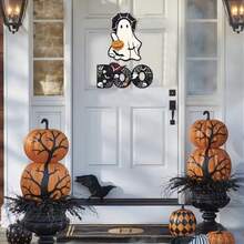 2pcs Halloween Wooden Sign Set, Boo Wall Sign With Hat, Ghost Wooden Sign With Pumpkin, Bat Spider Wooden Decor, Horror Theme Party Wall Decoration, Suitable For Home Office Yard Farmhouse Porch Decoration - Multicolor - View 3