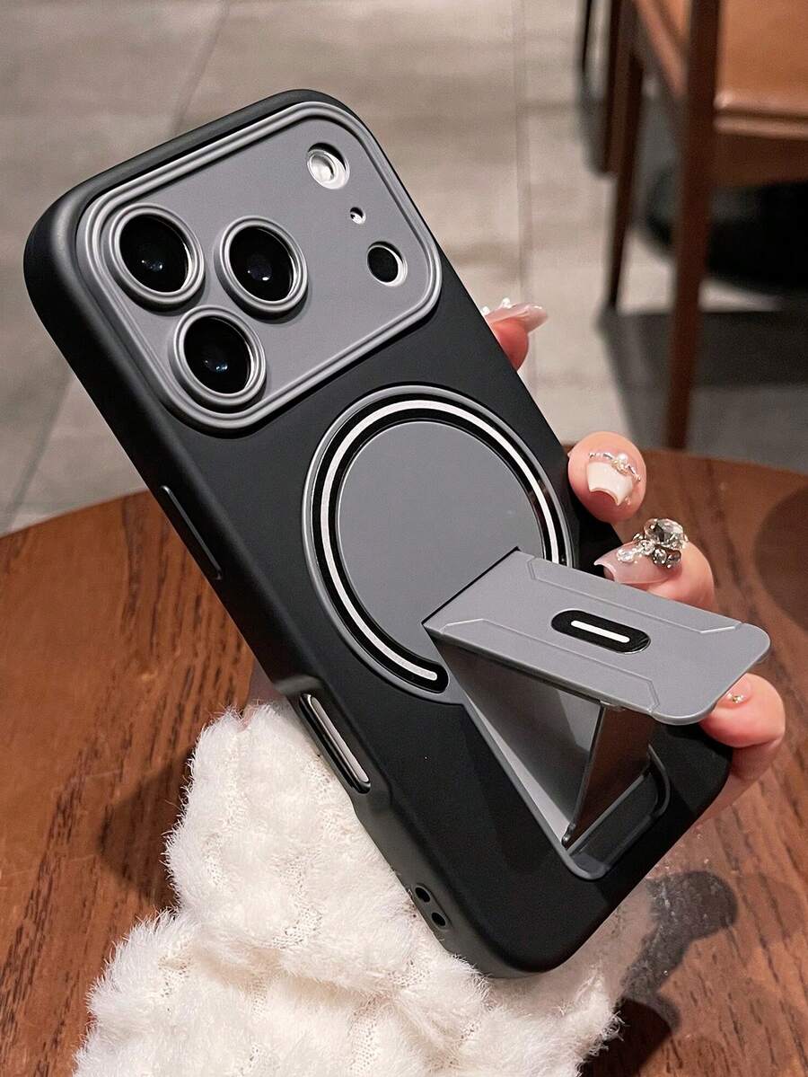 奢華雙色閃電磁吸支架手機殼,相容 iPhone 17 Pro Max 17 Pro 17 16 Pro Max 16 Pro 16 15 Pro Max 15 Pro 15 14 Pro Max 14 Pro 14 13 Pro Max 13 Pro 13 12 Pro Max 12 Pro 12 11,時尚鏡頭保護後蓋,支援無線充電 - 黑色 - 查看 1