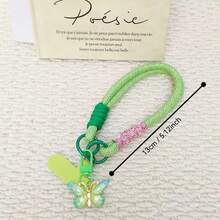 1pc Colorful Braided Phone Wrist Strap Lanyard, Cute Gradient Butterfly Pendant Short Wrist Strap, Includes Matching Adhesive Patch, Anti-Drop Universal Phone Hanging Chain, Suitable For Girls - Multicolor - View 7