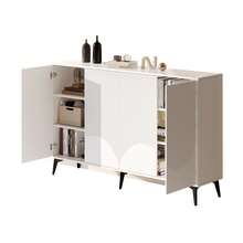 White Sideboard 160cm - Multi-Functional Cabinet With Adjustable Shelves, Metal Legs In Wood For - 白色 - 查看 3