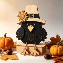 Wooden Thanksgiving Decor Pumpkin Turkey Autumn Decoration Props For Holiday Home Arrangement - B - View 3