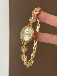 1pc Asymmetrical Women's Quartz Watch, Fashionable Vintage Exquisite, Suitable For Daily Wear, Birthday/Graduation Gift, Best Choice For Casual Party - Gold - View 2