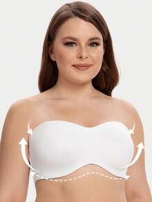 MELENECA Women's Strapless Minimizer Multiway For Large Bust Unlined Seemless Underwire Bandeau Bra - White - View 4