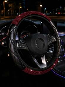 1pc Shiny Crystal Rhinestone Steering Wheel Cover, Anti-Slip Diamond Steering Wheel Protector, 14.5-15 Inch Universal All-Season Car Decor Accessory, Suitable For Women And Girls - Multicolor - View 17