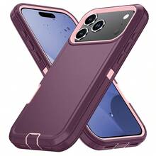 Military-Grade Shockproof Heavy-Duty Full-Body Protective Phone Case, Anti-Scratch Durable 3-In-1 Protective Cover For IPhone, Galaxy, HONOR And Other Smartphones Birthday Gift - Wine Red Powder - View 110