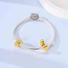1 Peça Pingente de Pulseira Banhado a Ouro 18K com Fênix Brilhante, Urso, Tartaruga, Flor e Coração para Fabricação de Joias DIY, Escolha Ideal para Presente de Joias para Mulheres - Dourado - Visão 3