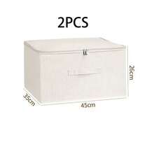 Dual-Purpose Home Storage Bin, Thickened Foldable Linen Storage Box With Lid, Stackable Dust-Proof Container, Suitable For Snacks, Clothes, Toys, Kitchen, Pantry, Bedroom Storage And Organization - Beige - View 11