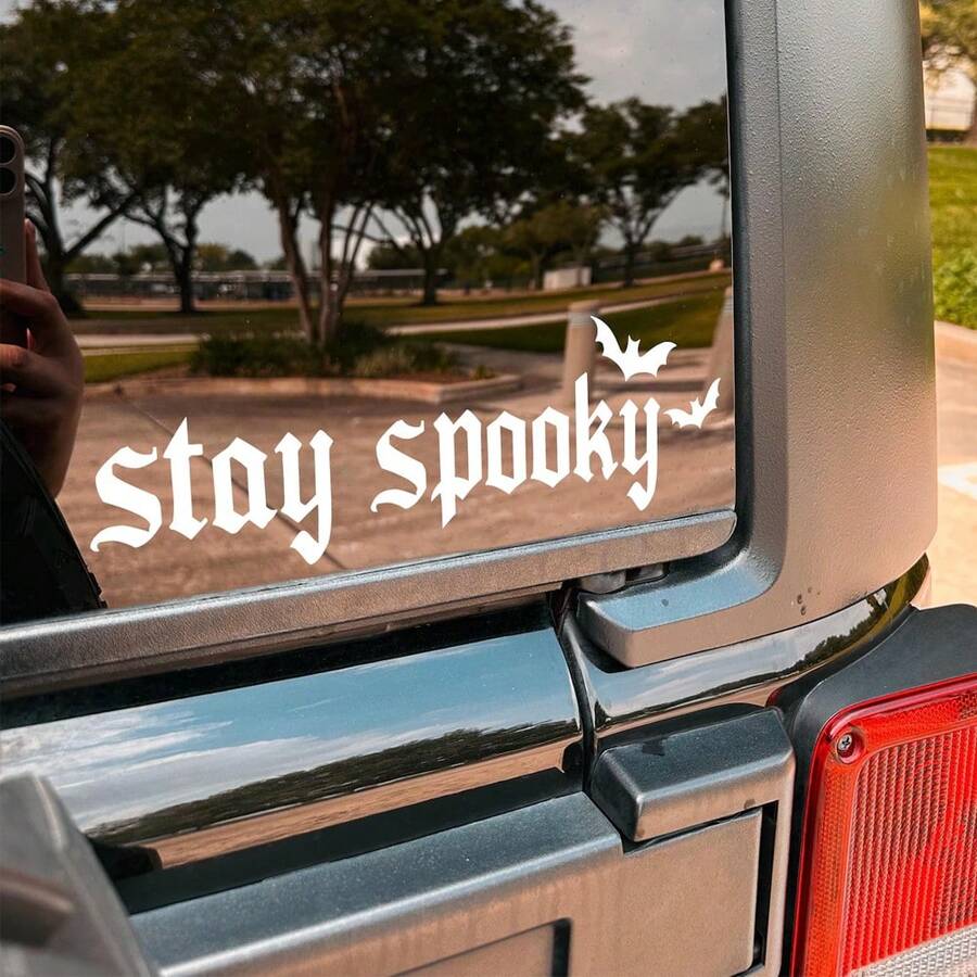 Stay Spooky Car Sticker, Humorous Gothic Girl Style, Suitable For Car Windows, Bumpers, Laptops, Halloween Horror Decoration Gift, Gift For Her - A - View 1