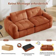 2-Seater Modular Sofa, Square Tufted, 32D High-Density Foam, Chenille, Deep Seat, Minimalist, No Assembly Required, For Apartment, Living Room And Bedroom, Orange - Burnt Orange - View 5