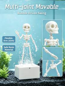 1/2件裝 動態跳舞骷髏魚缸裝飾品，多關節可擺造型氣泡驅動骷髏擺飾，創意萬聖節魚缸造景，趣味裝飾魚缸飾品 - 查看 2