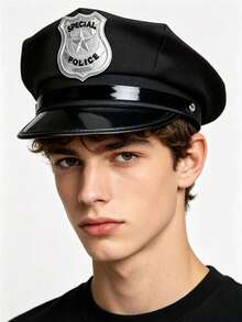 Cosplay Costume Accessory Set Police Hat Role Play Hat Set Hat Headset Cosplay Walkie Talkie Whistle Tie Set Party Stage Performance Outfit Halloween - Multicolor - View 2