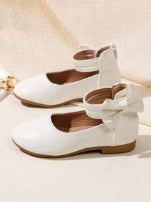 1 Pasang Sepatu Anak-Anak Model Sekolah dengan Sol Lembut dan Desain Pita Lucu, Cocok untuk Musim Semi, Musim Panas, Musim Gugur, dan Musim Dingin - Putih - View 4